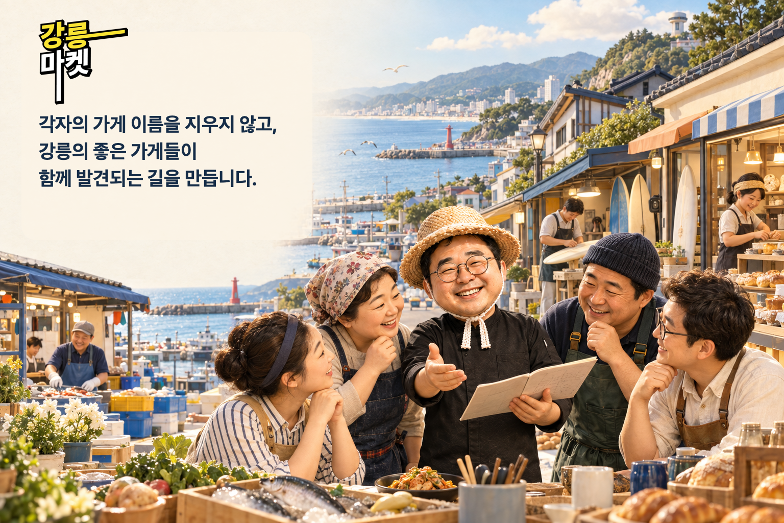 각자의 가게 이름을 지우지 않고 함께 발견되는 강릉의 좋은 가게들