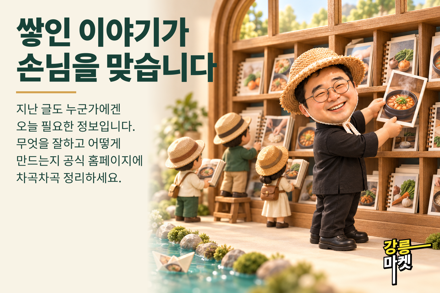 쌓인 이야기가 손님을 맞습니다